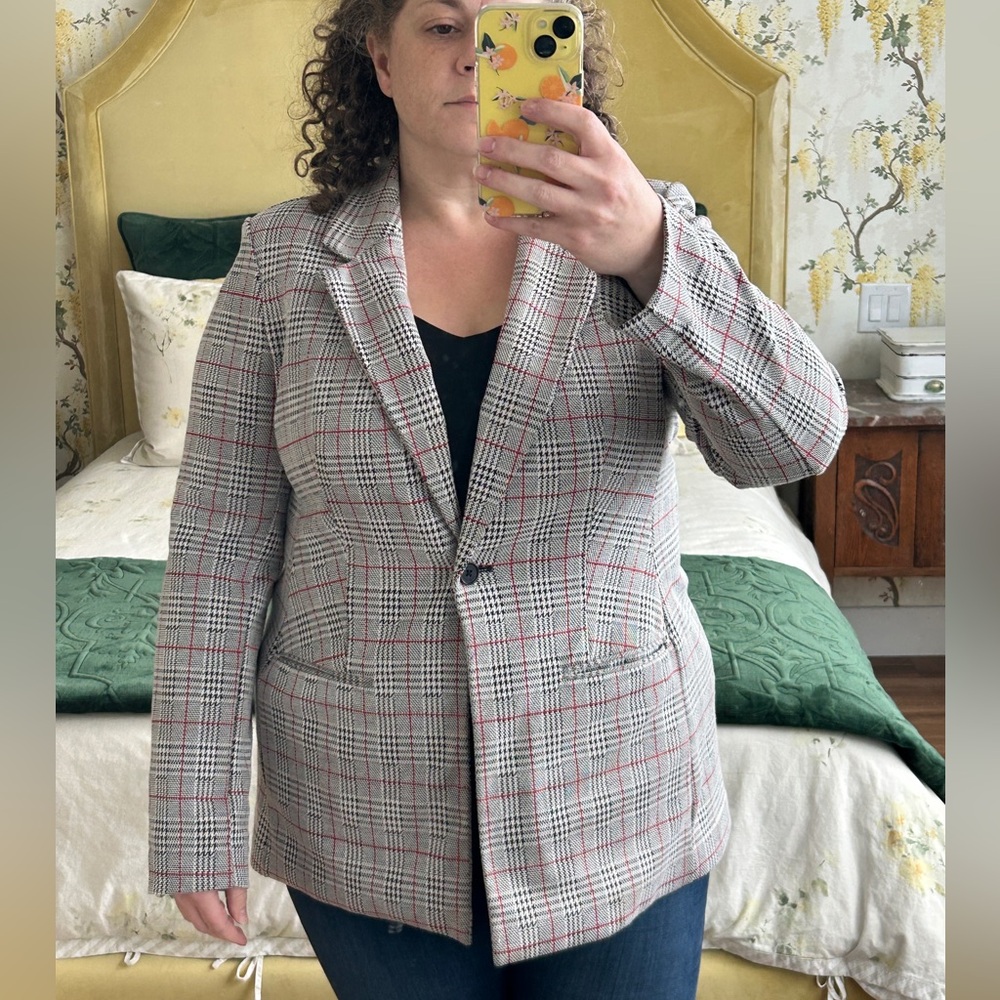 Calvin Klein Classic Plaid Stretch Blazer